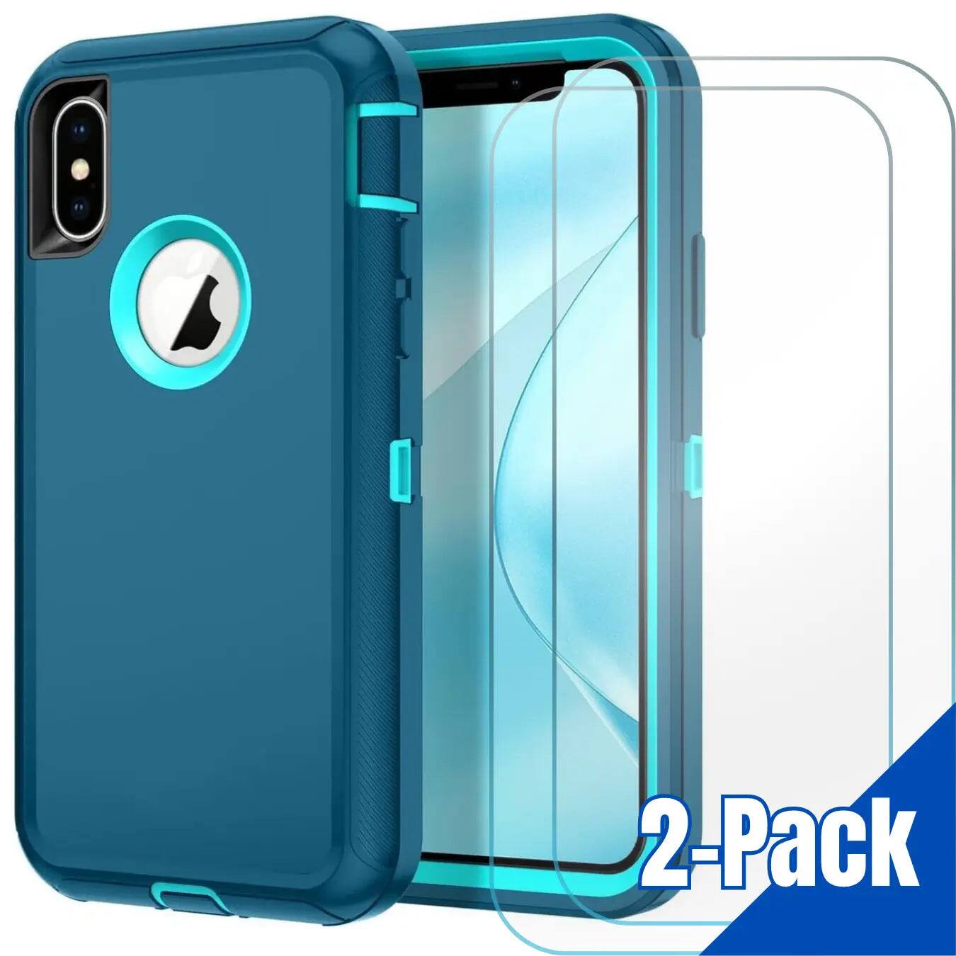 Front. Entronix - Entronix Bundle for iPhone XR - Heavy Duty Case & 2 Screen Protectors - Teal.