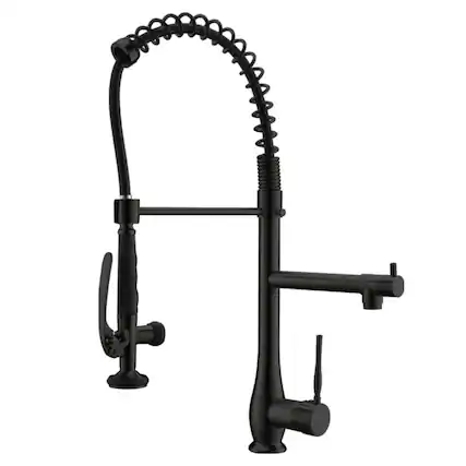 Front. Boyel Living - Matte Black Single Handle No Sensor Gooseneck Pull Down Sprayer Kitchen Faucet with Dual Function - Matte Black.