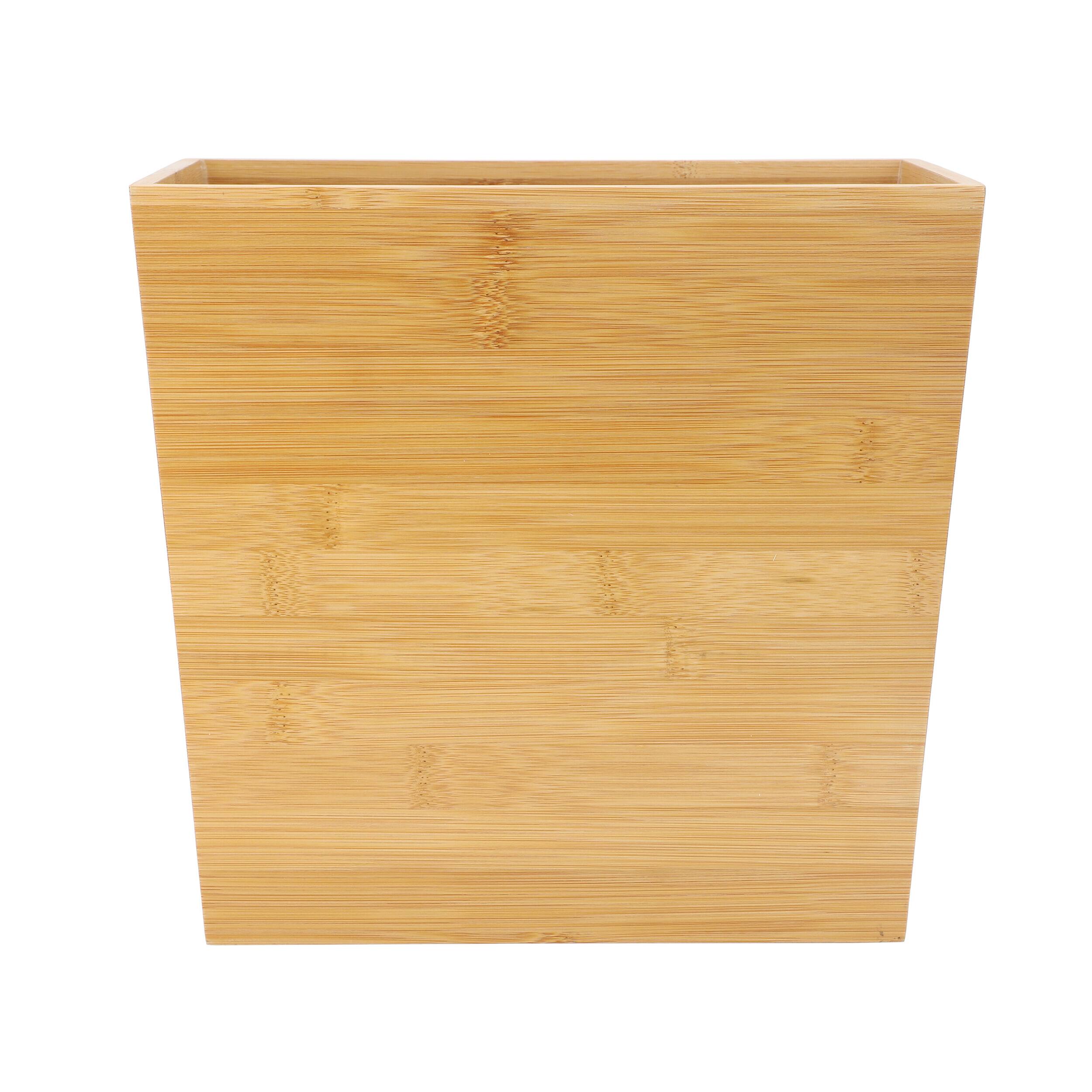 Angle. MegaChef - MegaChef 10.5 x 5.75 Inch Rectangle Bamboo Waste Basket - Brown.