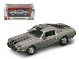 1968 Ford Mustang Shelby GT500 KR Stripes 1/43 Diecast Model Car by Road Signature - Silver with Black