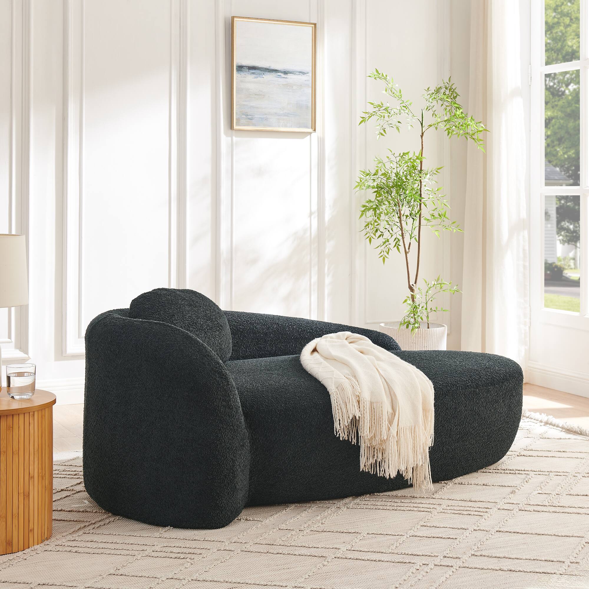 Angle. LOVMOR - 67 Inch Foam Bean Bag Chairs For Living Room Bedroom Reading Indoor Lounge Seating Comfort Supportive Relaxing - Black.