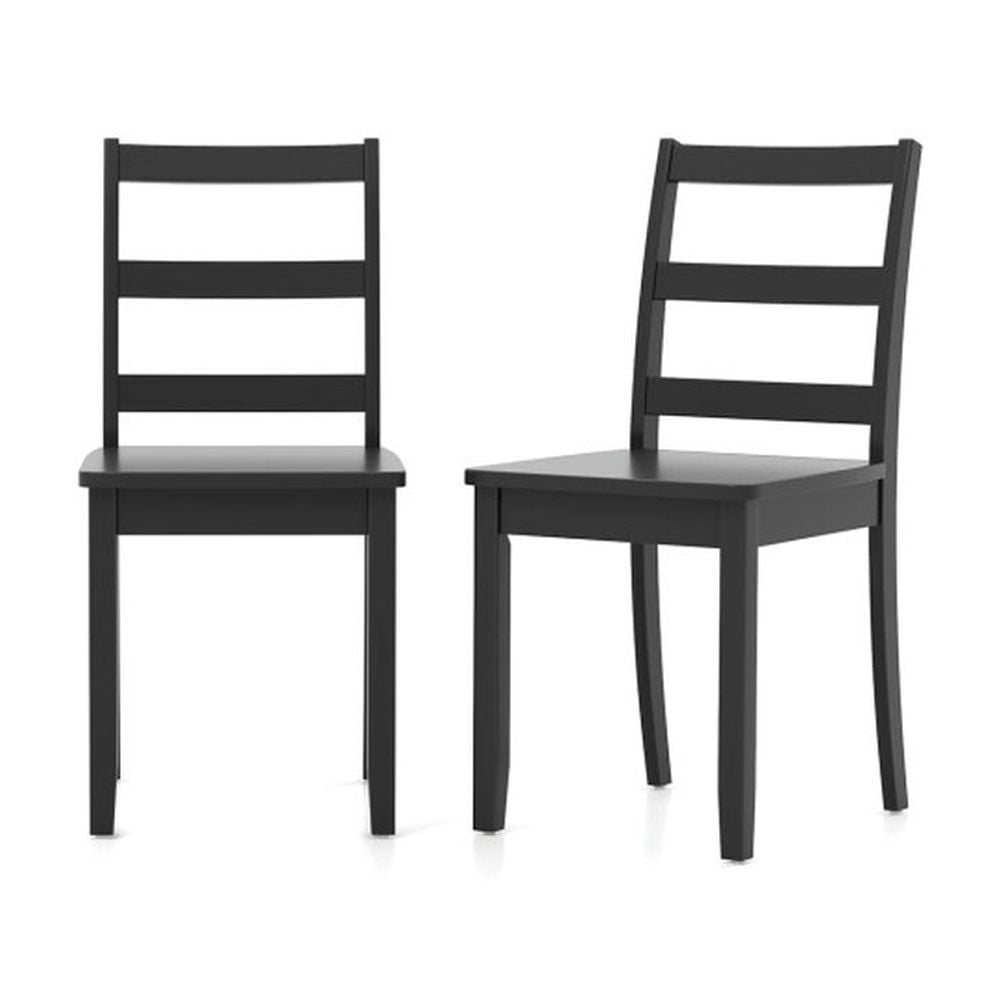 Angle. Kadyn - Dining Chairs, Kitchen Chairs Trattoria Chairs,Set of 2 Wood Dining Chairs with Solid Rubber Wood Legs-Black - Black.
