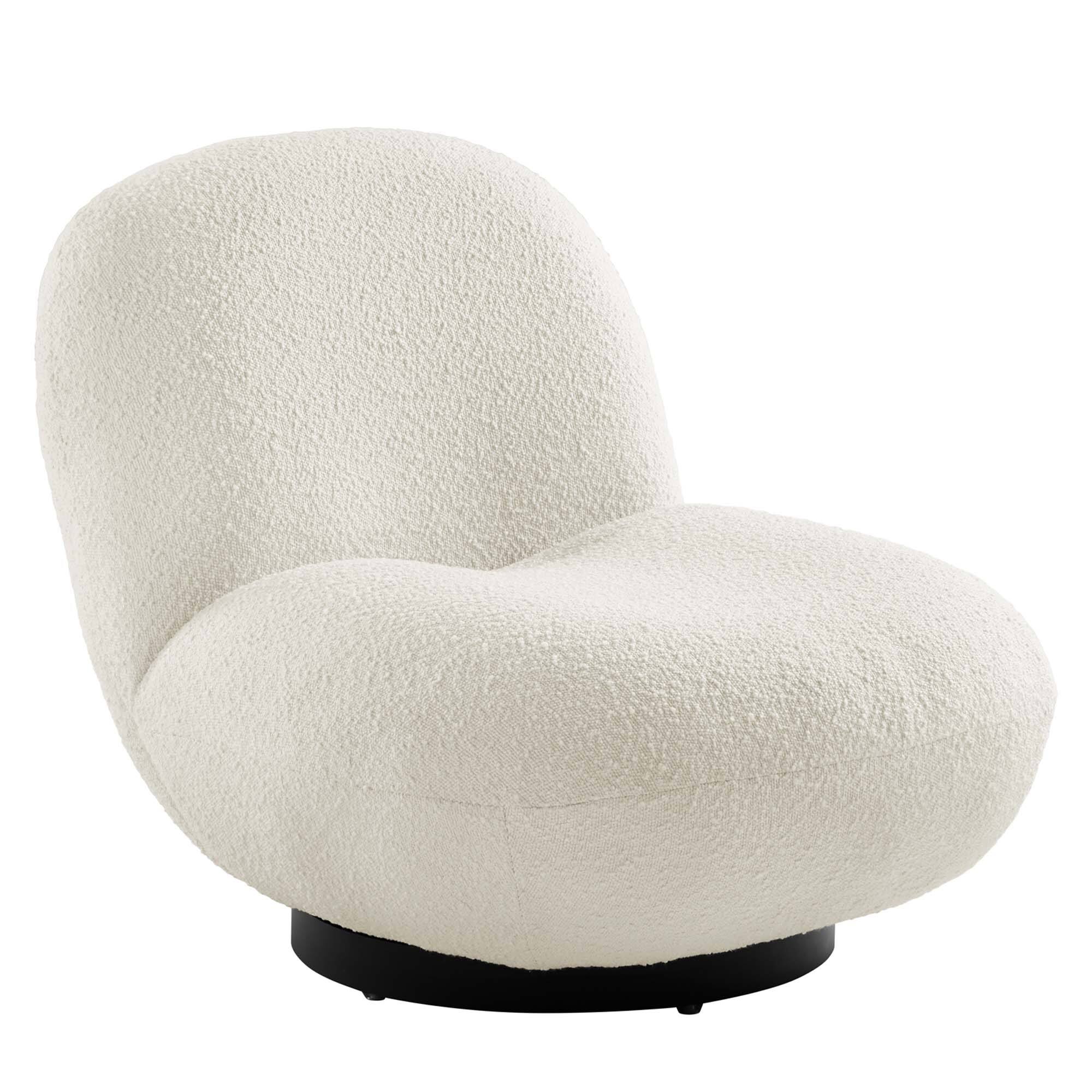 Angle. Modway - Kindred Boucle Upholstered Upholstered Fabric Swivel Chair by Modway - Black Ivory.