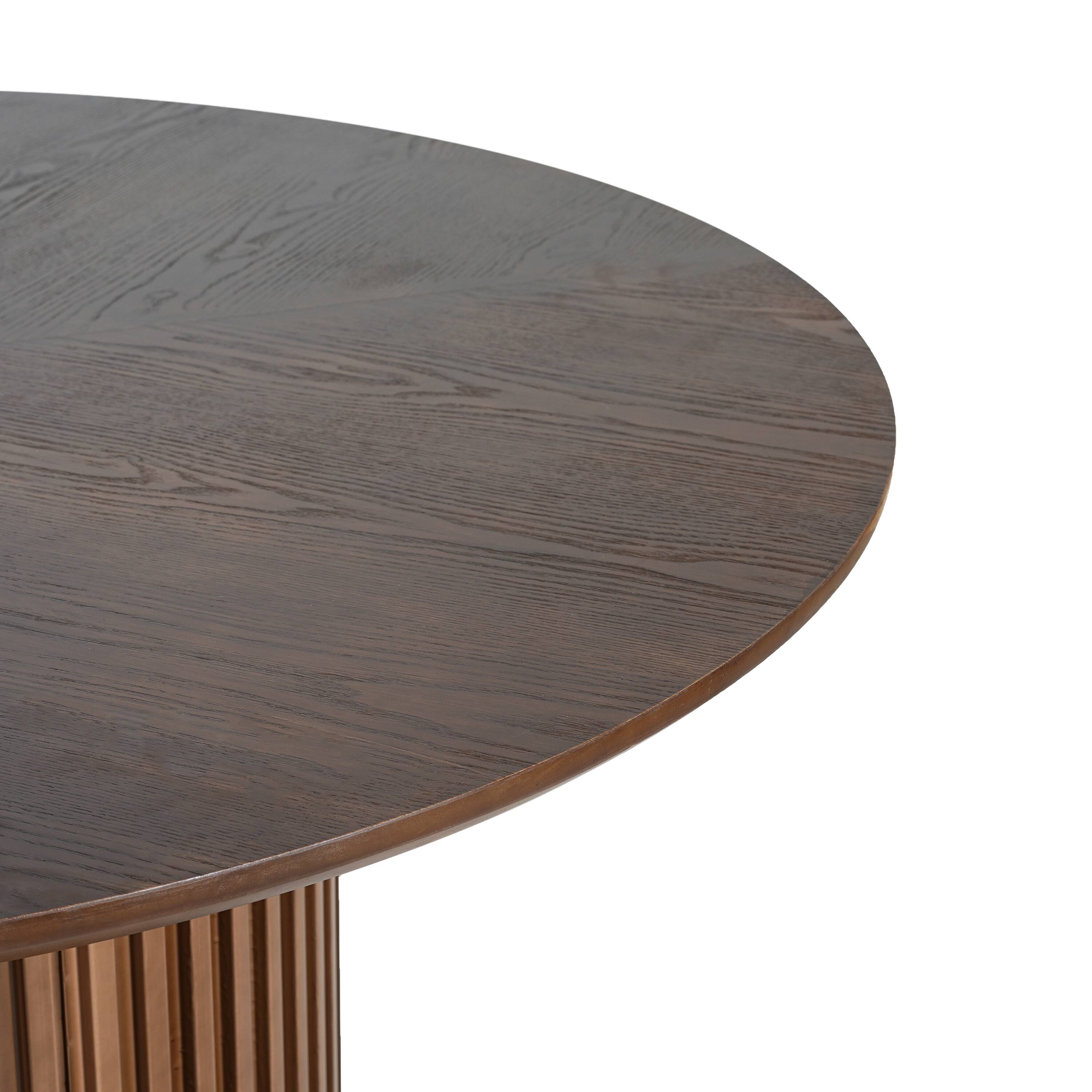 Alt View 4. Loheer - Loheer 47 inch round dining table, walnut pedestal base for four - Walnut.