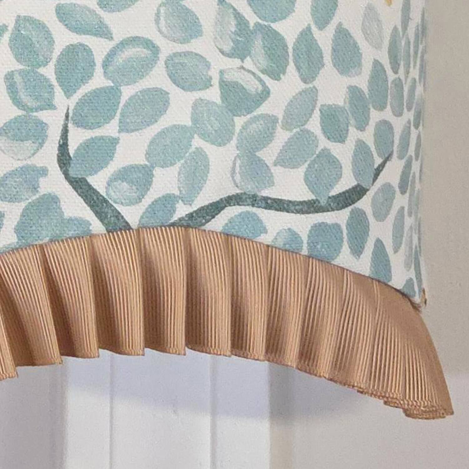 Back. RLF Home - RLF Home Tree Bird Ruffled Provance Window Valance 100% Cotton Lined Rod Pocket 50" x 17" Blue - Blue.