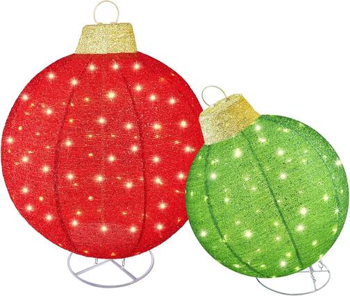 Front. Wikistore - WIKISTORE 2pc Lighted Pop-Up Outdoor Christmas Ornament Set 200 LED 8 Modes Red/Green.