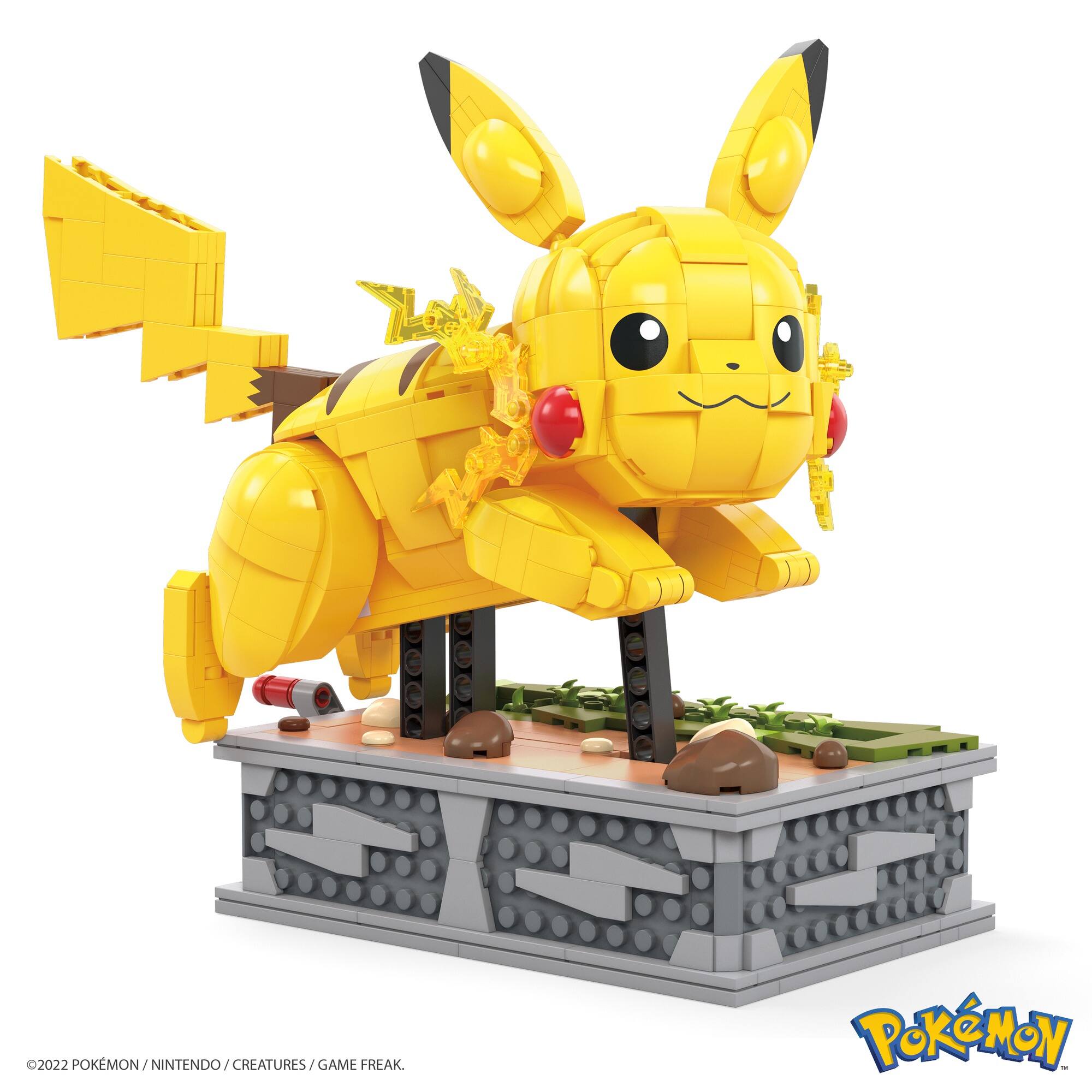 Angle. Pokémon - MEGA Pokémon Motion Pikachu Building Brick Set with Mechanized Motion - Yellow.