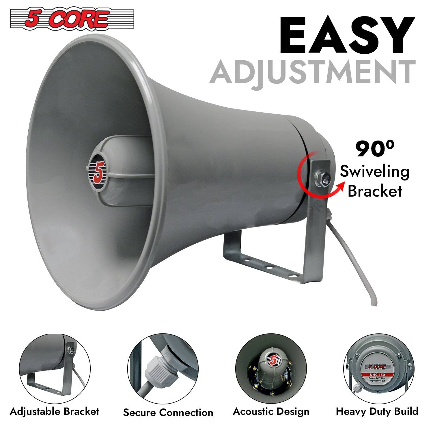 5 CORE EASY ADJUSTMENT  
- 90° Swiveling Bracket  
- Adjustable Bracket  
- Secure Connection  
- Acoustic Design  
- Heavy Duty Build