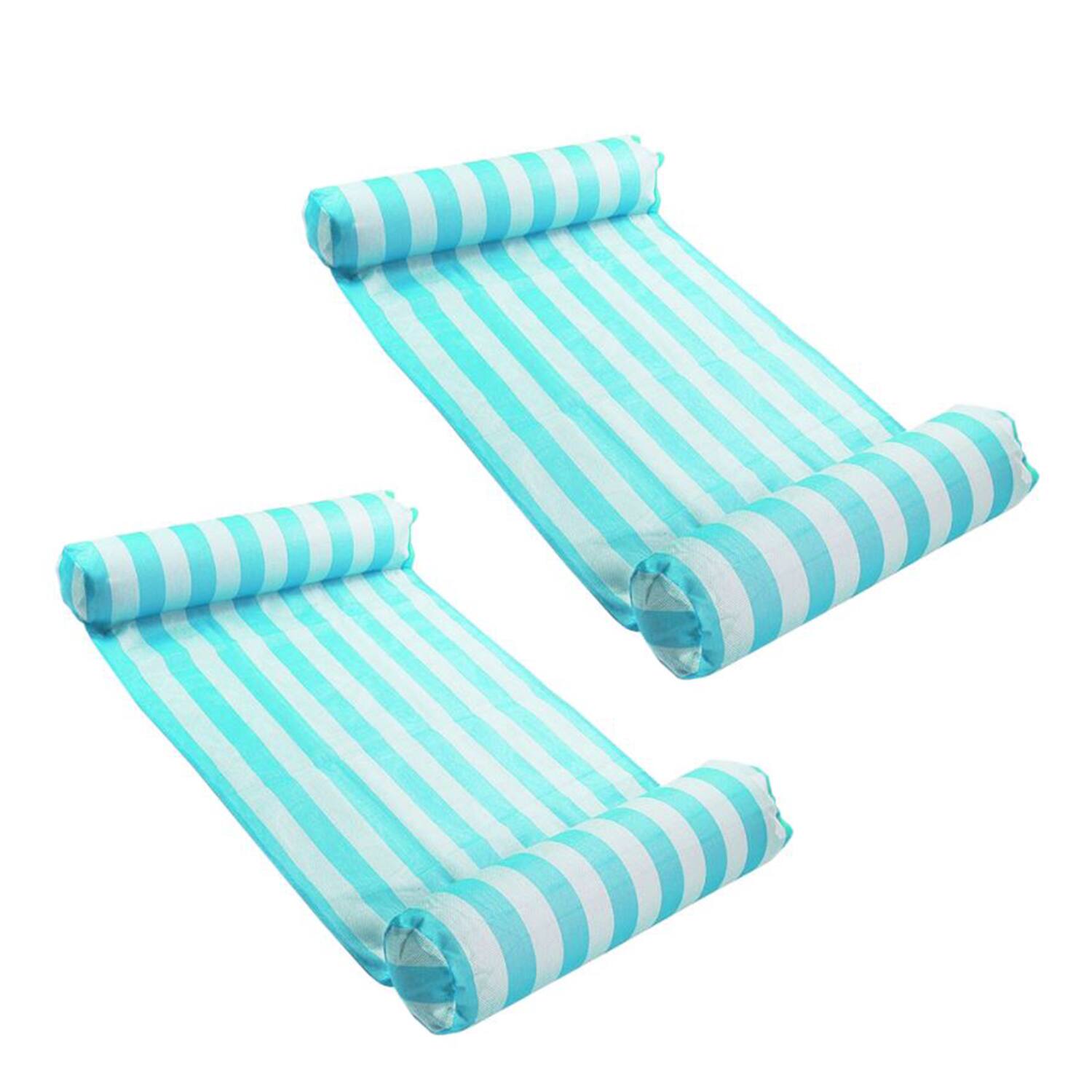 Front. Magic Time International - Magic Time International Inflatable Striped Hammock Pool Float, Teal (2 Pack) - Teal.