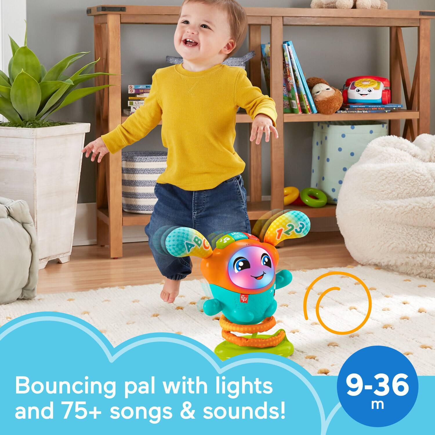 Bouncing pal with lights and 75+ songs & sounds!  
9-36 m