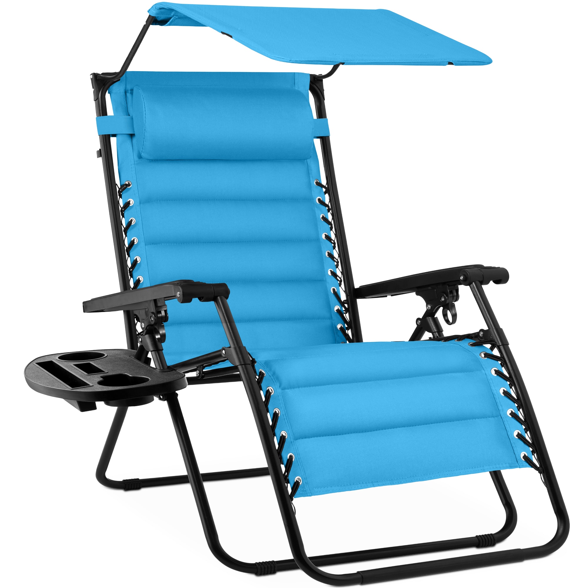 Best Choice Products - Oversized Padded Zero Gravity Chair w/ Canopy Headrest Cup Holder Side Tray - Light Blue price history on PriceWatchPro