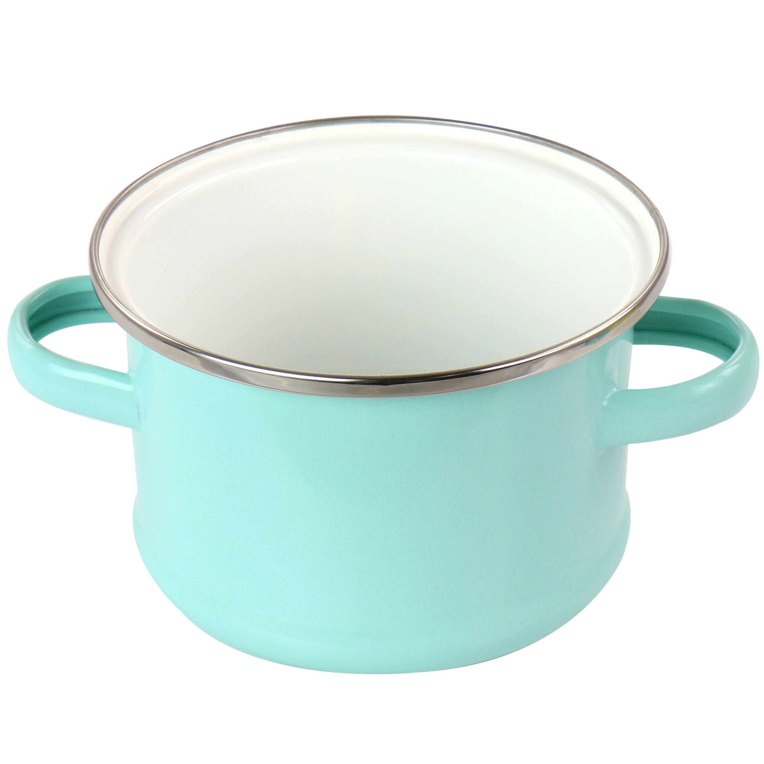 Alt View 2. Martha Stewart - Martha Stewart Enamel on Steel Mini Dutch Oven - Turquoise.