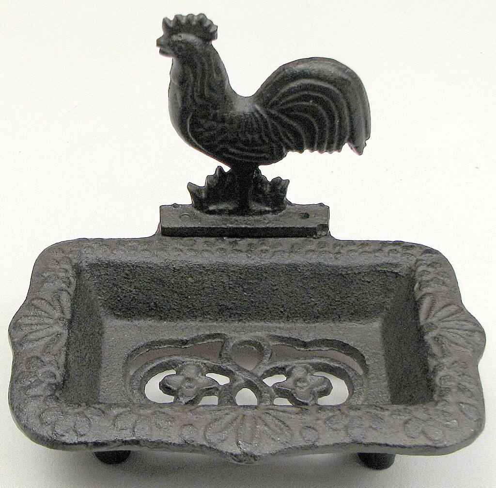 Front. BreeBe - Rooster Soap Dish - Grey.