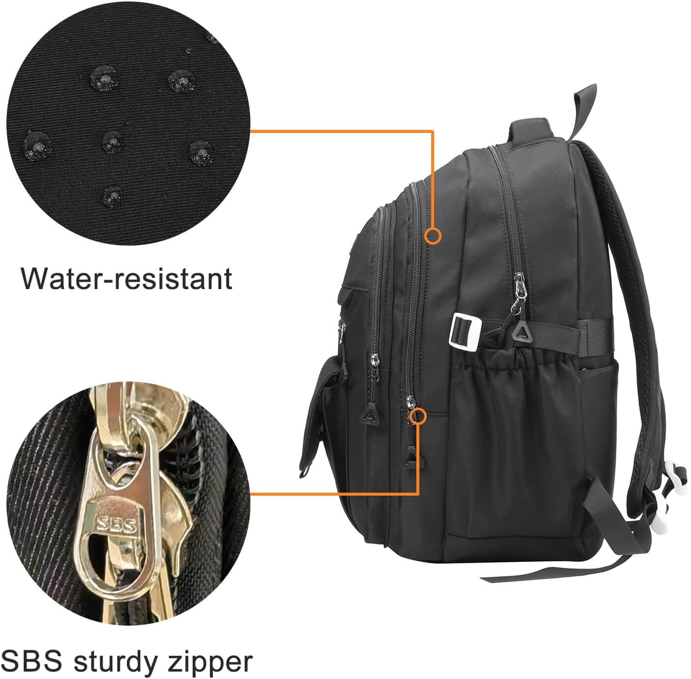 Water-resistant  
SBS sturdy zipper