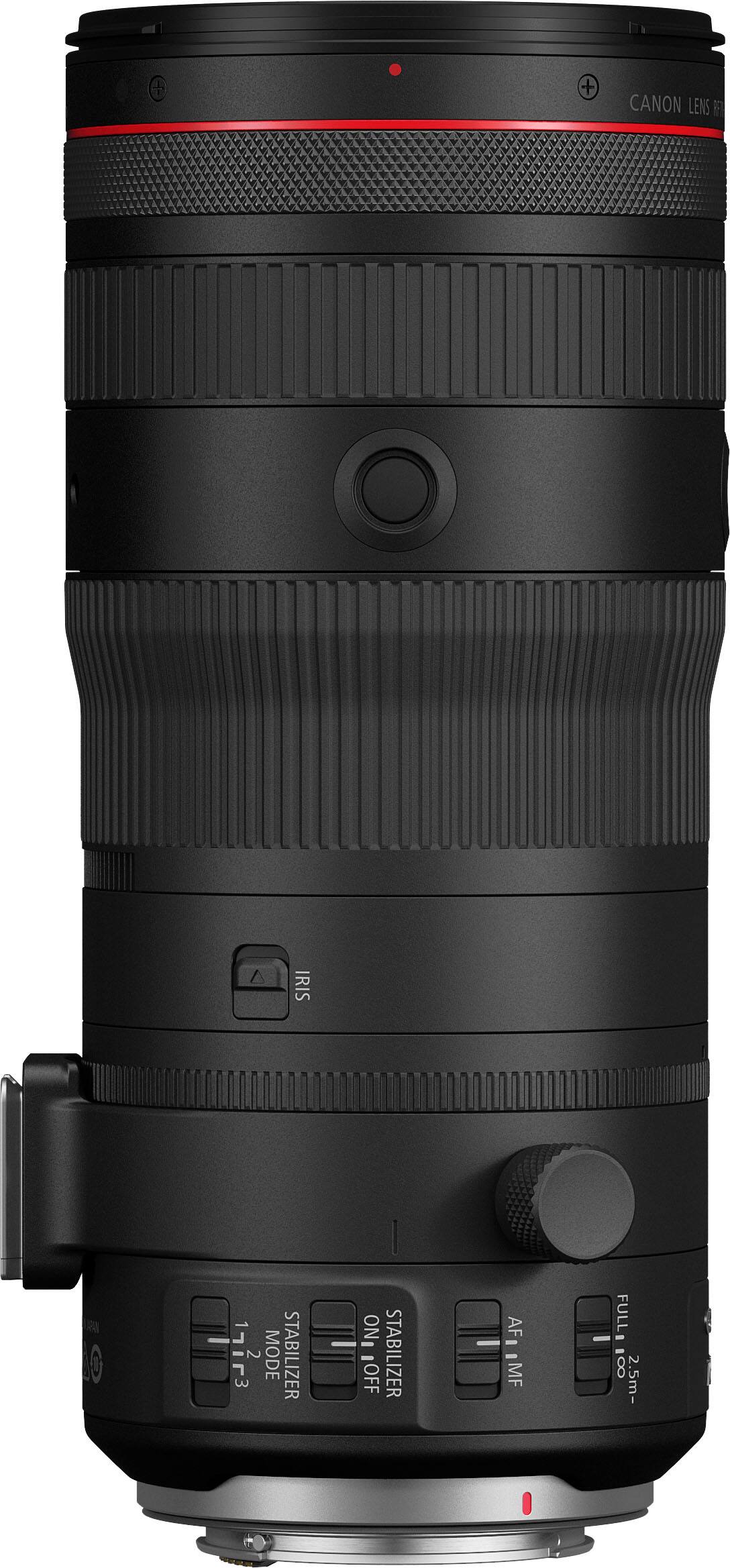 Canon Lens F 1.4 17-40mm 1:1.7-3.2 MODE STABILIZER 3 ON 1 OFF STABILIZER AF - MF - FULL - 8 2.5m-