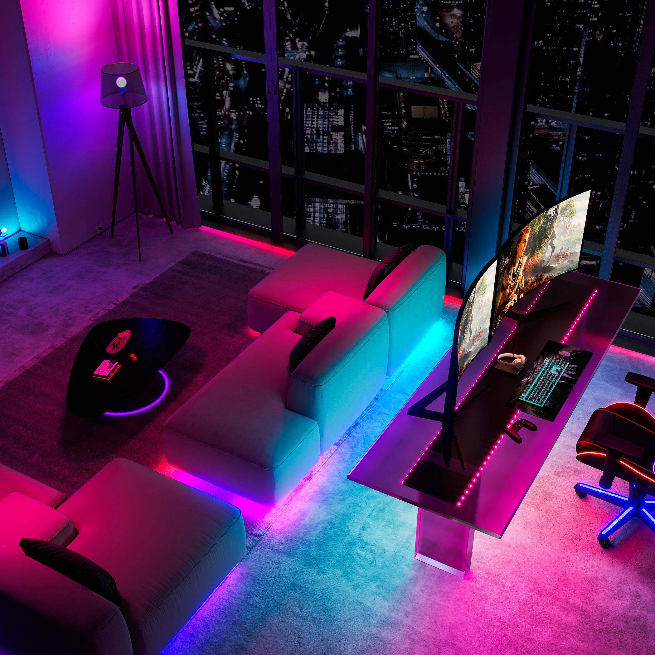 Alt View 21. Govee - 24.6' RGBIC Strip Light with Smart LED Bulb - Multi.