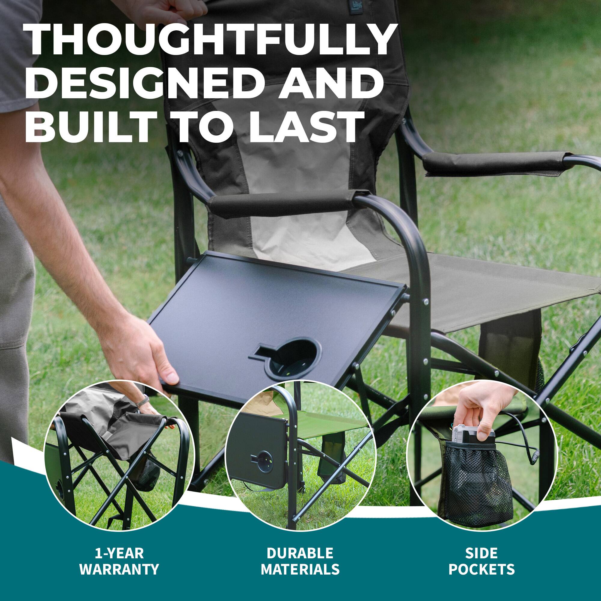 THOUGHTFULLY DESIGNED AND BUILT TO LAST

1-YEAR WARRANTY  
DURABLE MATERIALS  
SIDE POCKETS