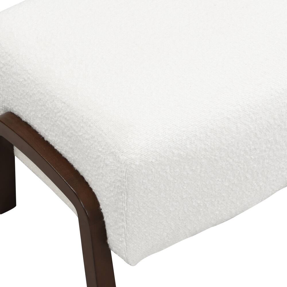 Alt View 3. PDTEND - Contemporary White Upholstered Ottoman with Wooden Legs - White.