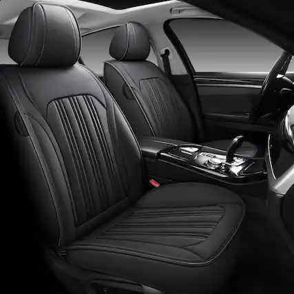 Front. Empire DigiLabs - Car Seat Cover Covers For Cars Luxury Faux Leather Waterproof Protector Accessories Universal Fit Blackred - Grey Front Seat Covers.