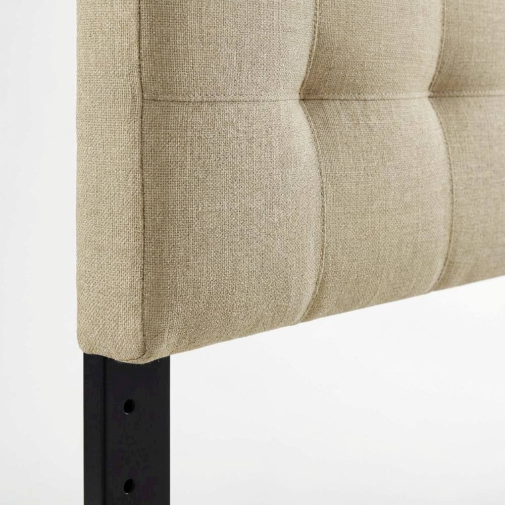 Alt View 1. FurniFact - Upholstered Fabric King Headboard in Neutral Tone with Classic Design - Beige.