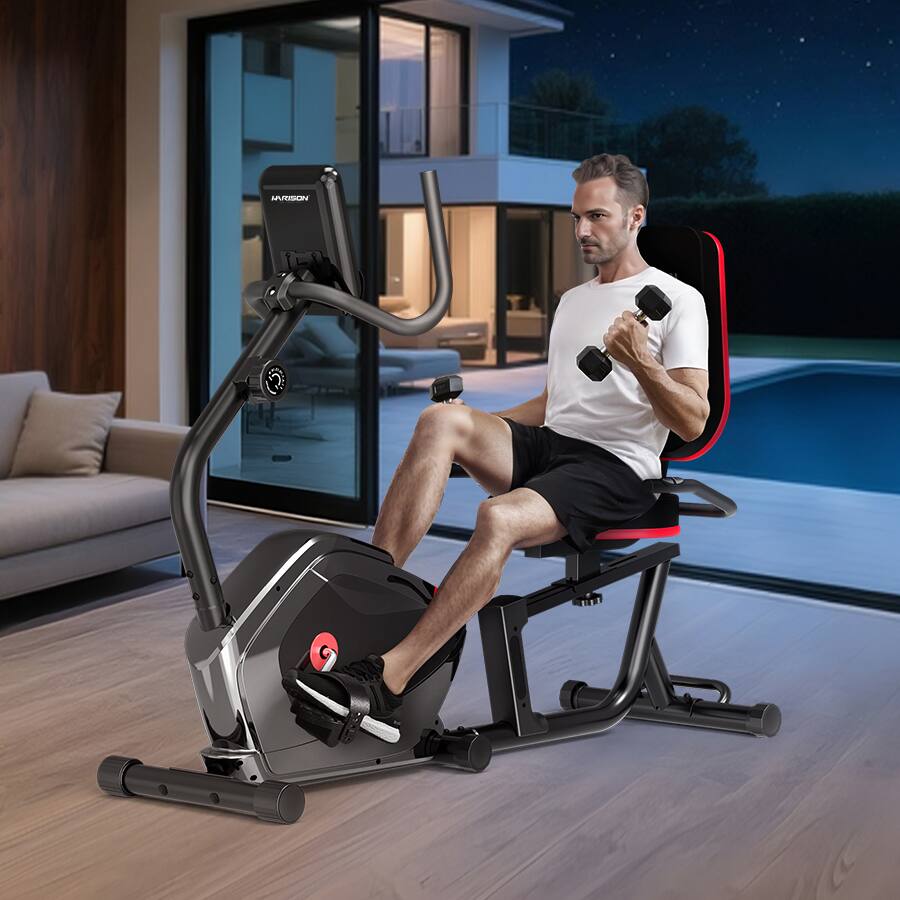 Alt View 4. HARISON - HARISON Recumbent Bike, 400LB Capacity Magnetic Exercise Bike with LCD Monitor & Tablet Holder (BBB12Eco) - black.