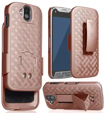 Front. Nakedcellphone - Case with Stand and Belt Clip Holster for Kyocera DuraForce Pro - Rose Gold.
