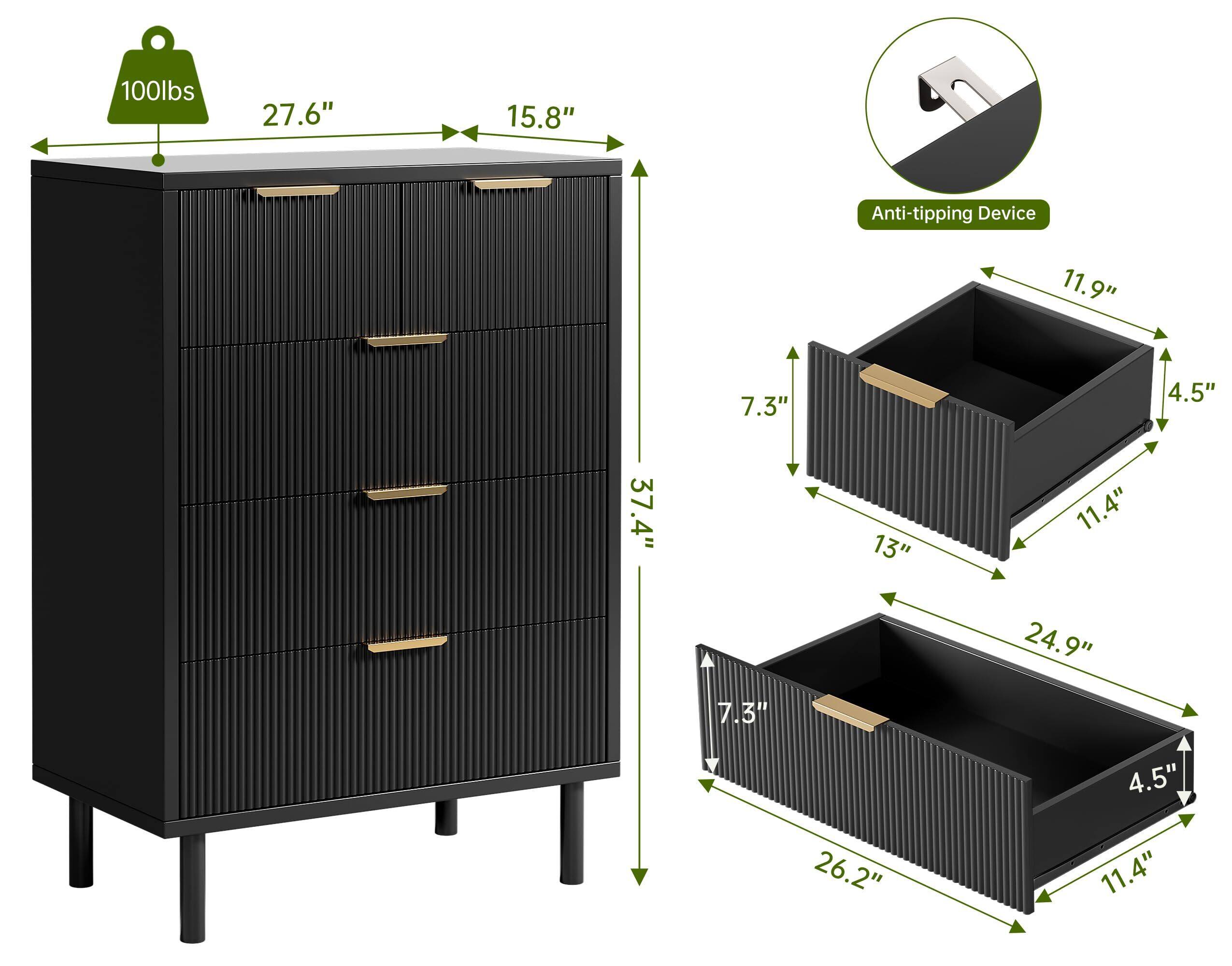 100 lbs  
27.6"  
15.8"  
37.4"  
11.9"  
7.3"  
4.5"  
11.4"  
24.9"  
26.2"  
11.4"  
Anti-tipping Device