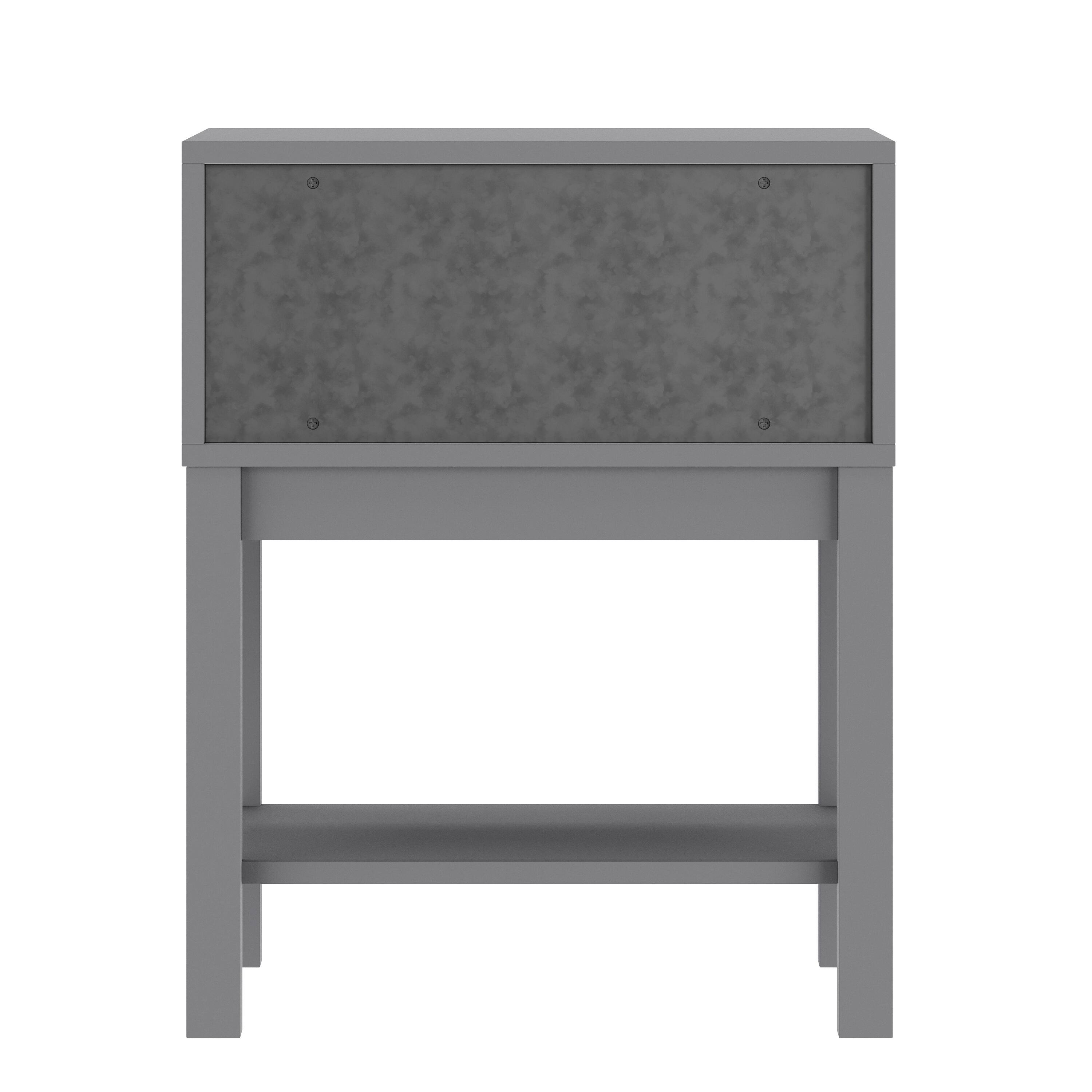 Alt View 5. Emma + Oliver - Samuel Kids Single-Drawer Night Stand with Solid Wood Frame, Side Table for Kids Bedroom with Open Shelf - Gray.
