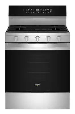 Whirlpool - 30 in. Wide 5 burners 5.0 cu. ft. Smart Freestanding Gas Range with Air Cook Technology, No Preheat Air Fry, Steam Clean - Stainless Steel