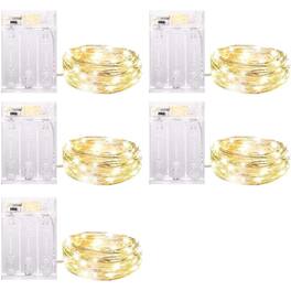 PARKER SLATER - 5 Pack Fairy Lights, Battery Operated 7FT 20 LED Warm White String with Timer - Warm White