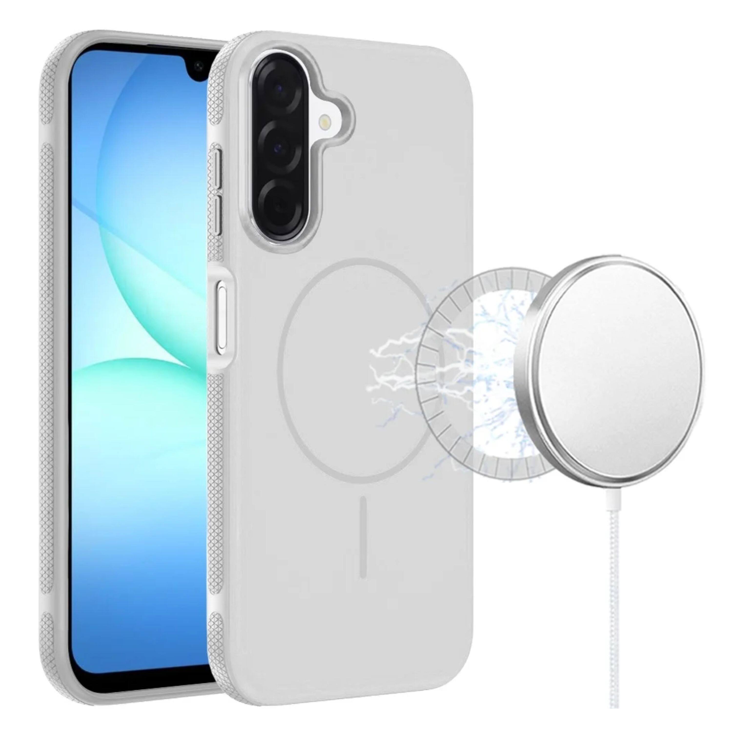 Angle. Kitcheniva - Rugged Side Grip Magnetic Circle Phone Case With Tempered Glass For Samsung Galaxy A17 5G Clear - Clear.