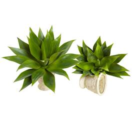 BreeBe - 17" Agave Succulent Plant (Set of 2) - Green