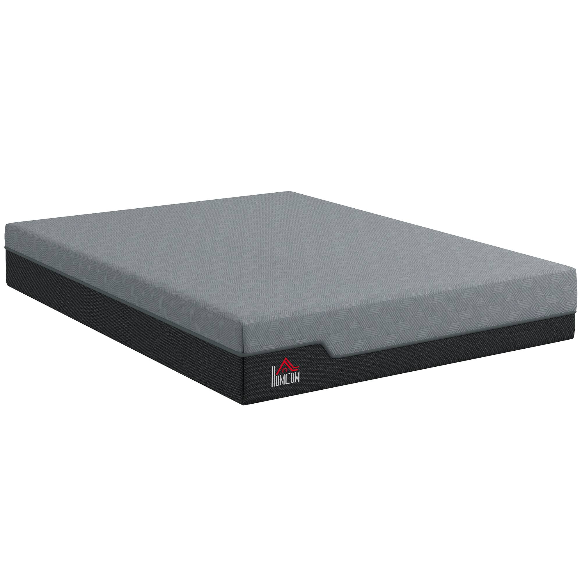 Front. Homcom - Mattress, 12 Inch Memory Foam Mattress for Pressure Relief, Graphene Gel Cooling Copper Bed in a Box - Gray.