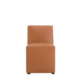Manhattan Comfort - Anna Square Modern Vegan Leather Dining Chair - Saddle Brown