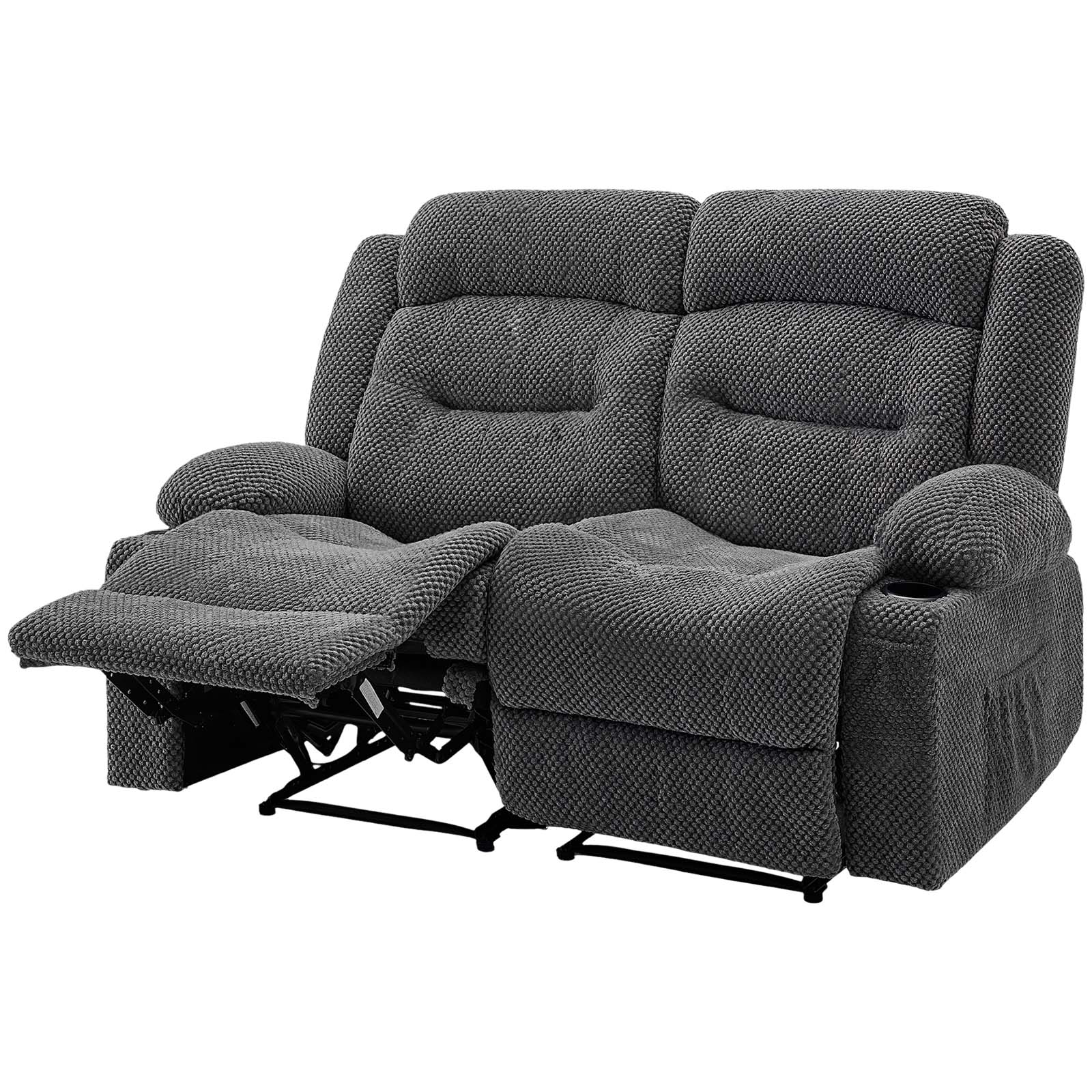 Alt View 5. VEVOR - Loveseat Recliner Sofa, Manual Reclining Couch with Heating and Massage, Soft Corduroy Recliner Sofa with USB Ports - Gray.