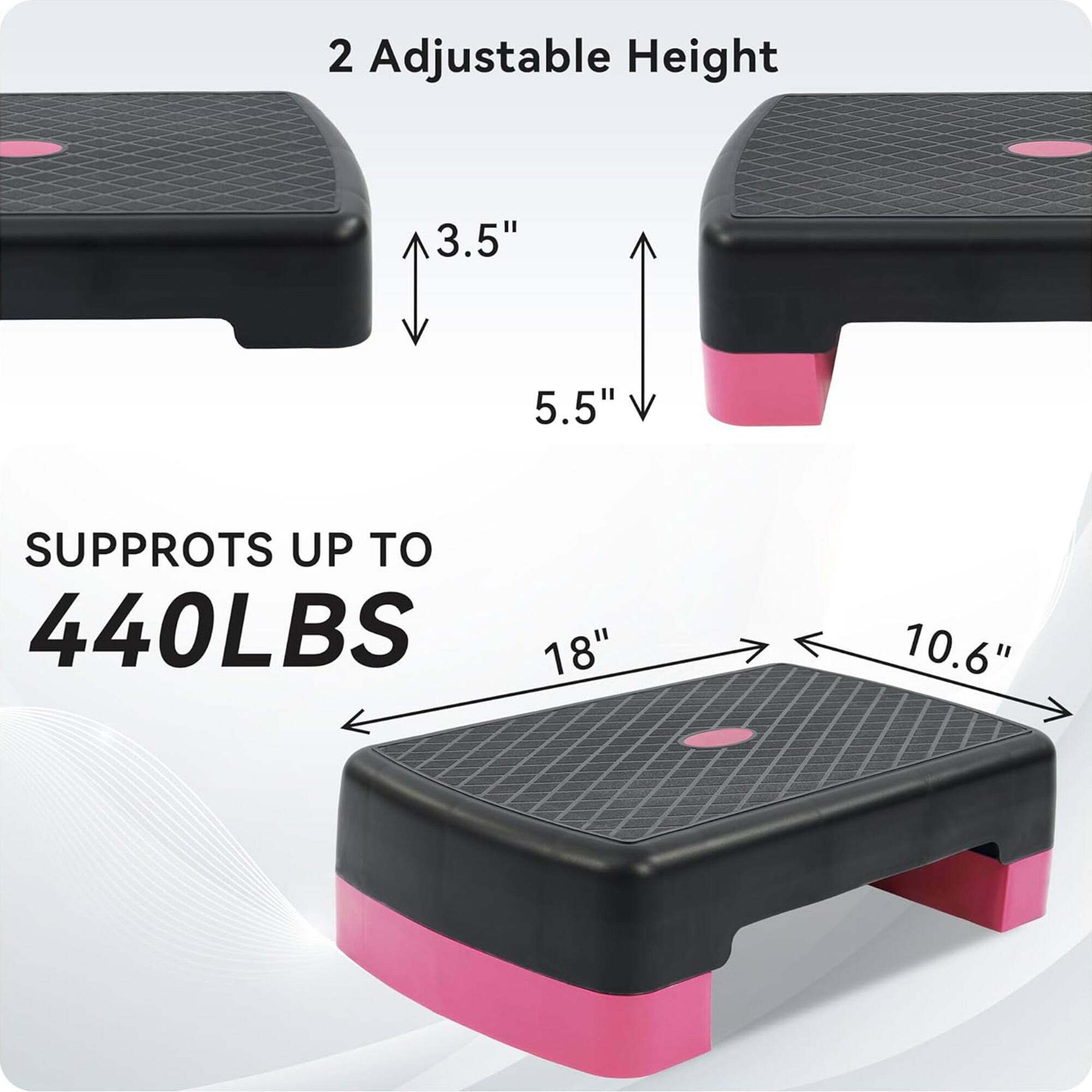 2 Adjustable Height  
3.5" 5.5"  
SUPPORTS UP TO 440LBS  
18" 10.6"