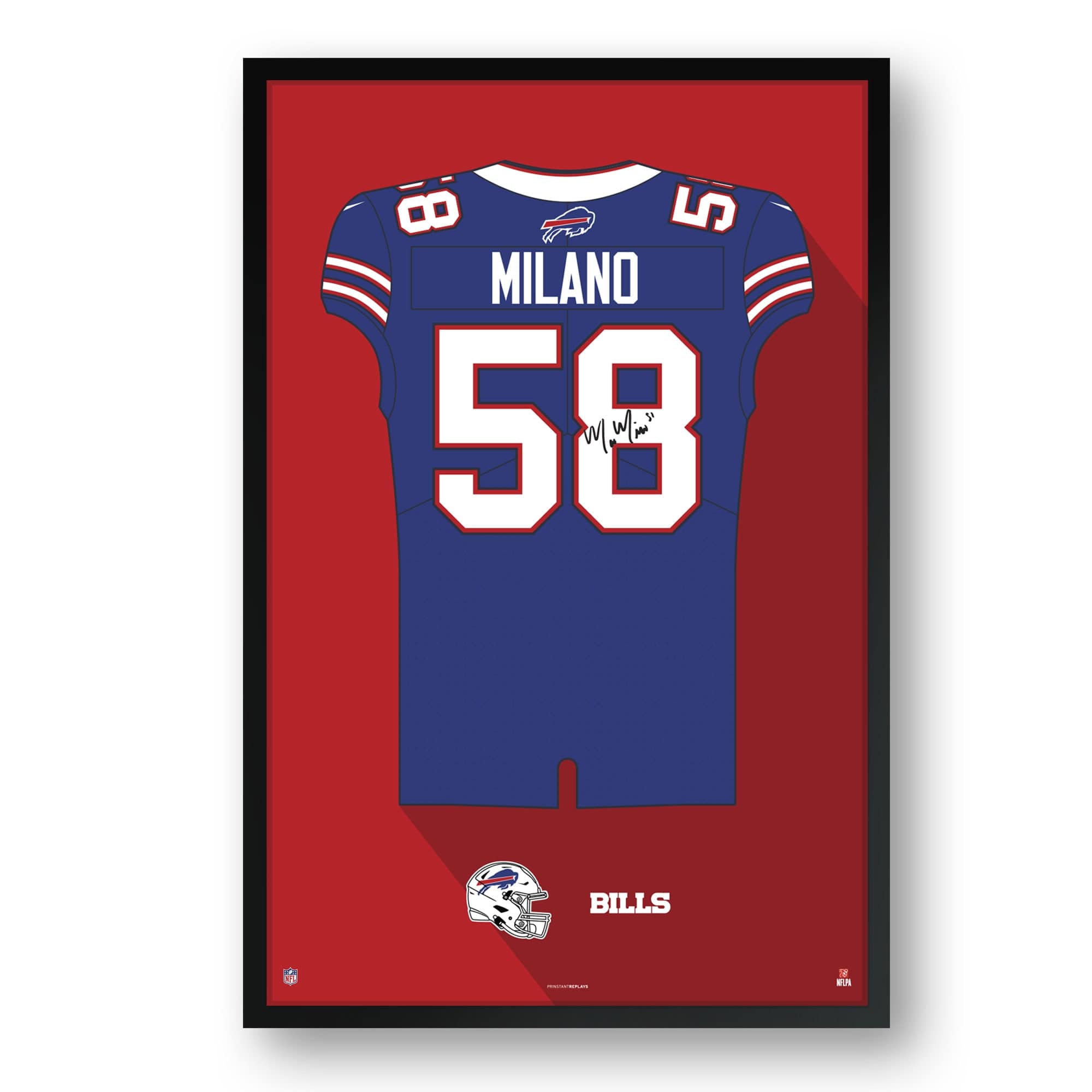 Sporticulture - Matt Milano Buffalo Bills 27" x 39" Home Jersey Framed Art Print - Blue