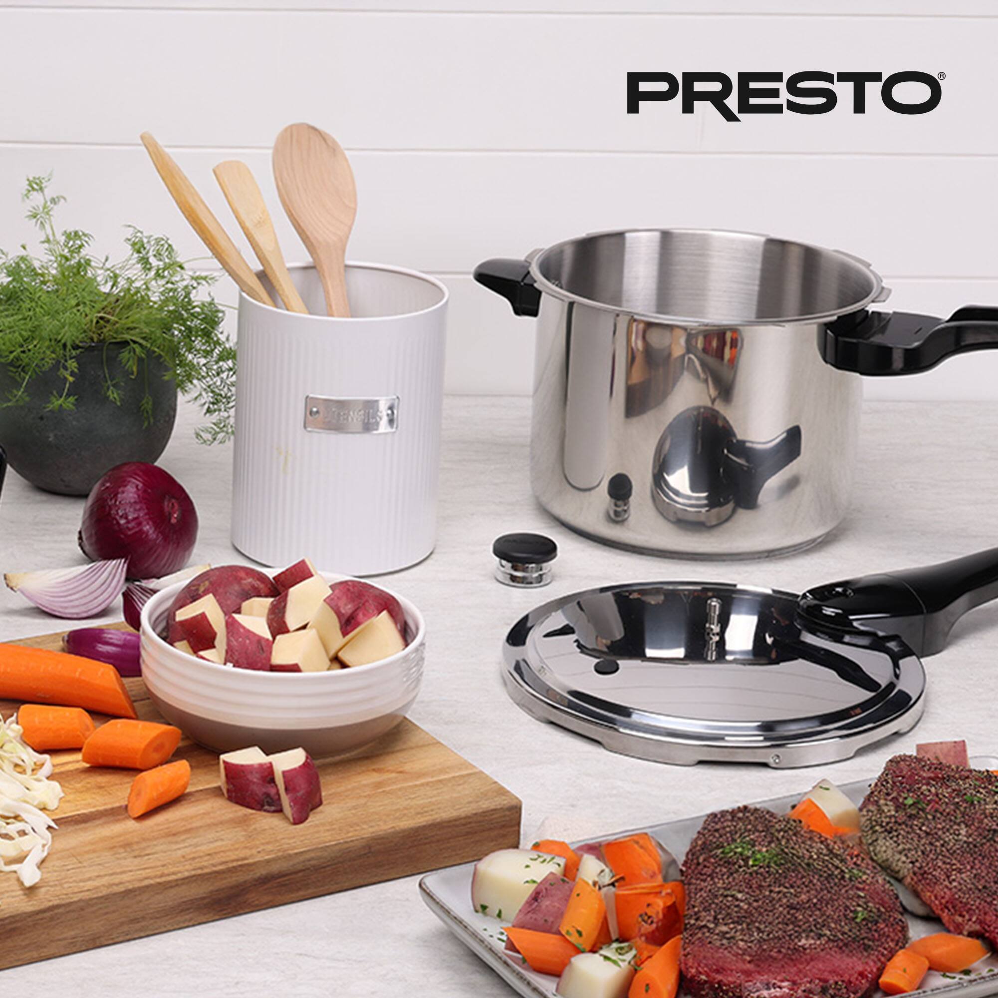 Alt View 5. Presto - Presto 6 Quart Stainless Steel Pressure Cooker, Dishwasher Safe, Tri Clad Base - Stainless Steel.