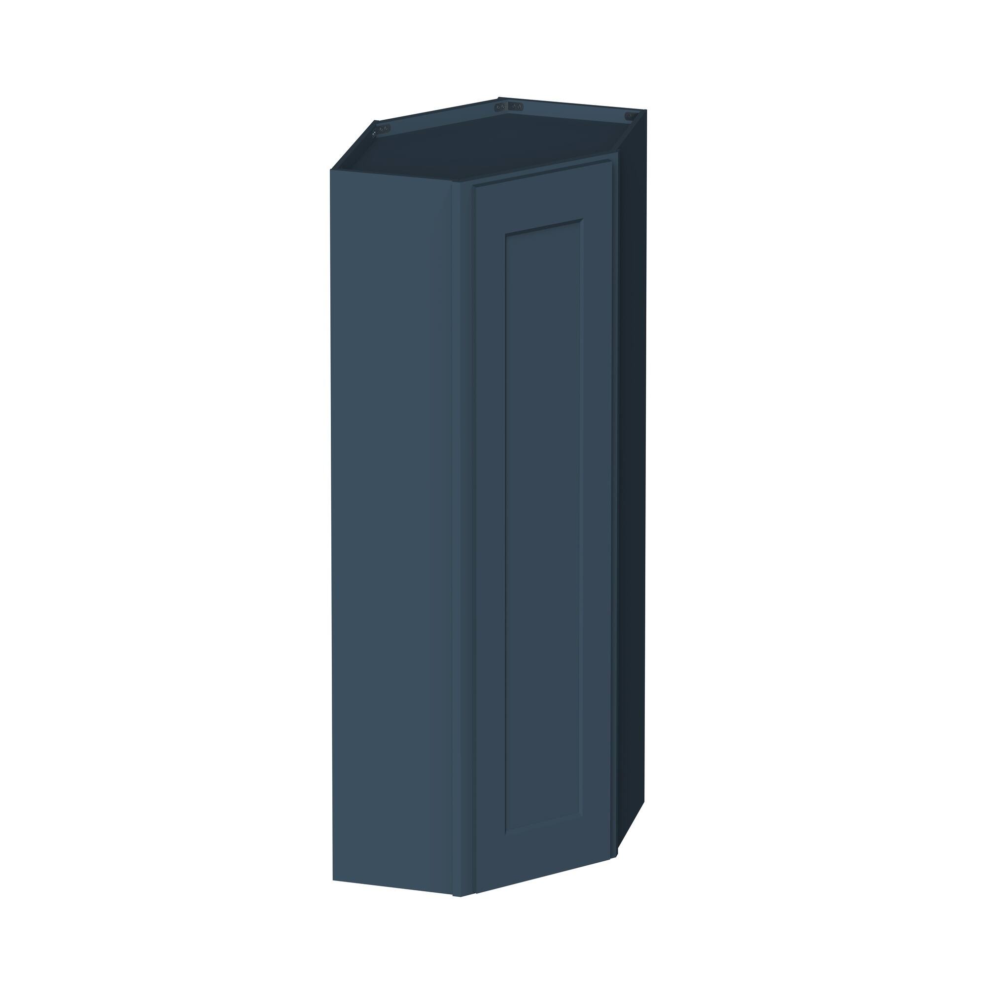 Angle. Boyel Living - 24-in W x 42-in H x 12-in D Shaker RTA Kitchen Diagonal Corner Wall Cabinet with Soft-Close - Charcoal Blue.