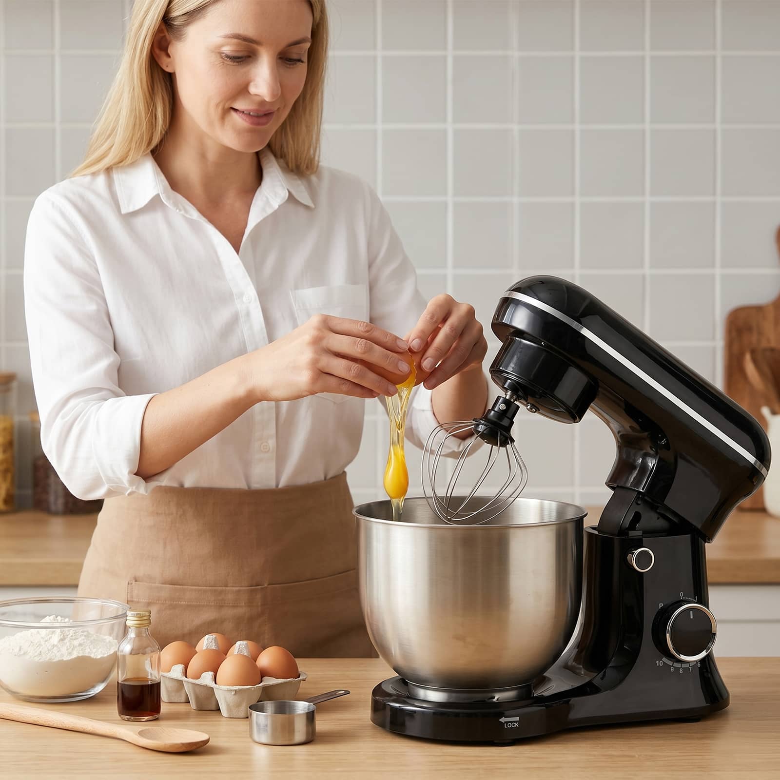 Topteng 5.5Qt Stand Mixer with 10 Speeds Pure Copper Motor, Tilt