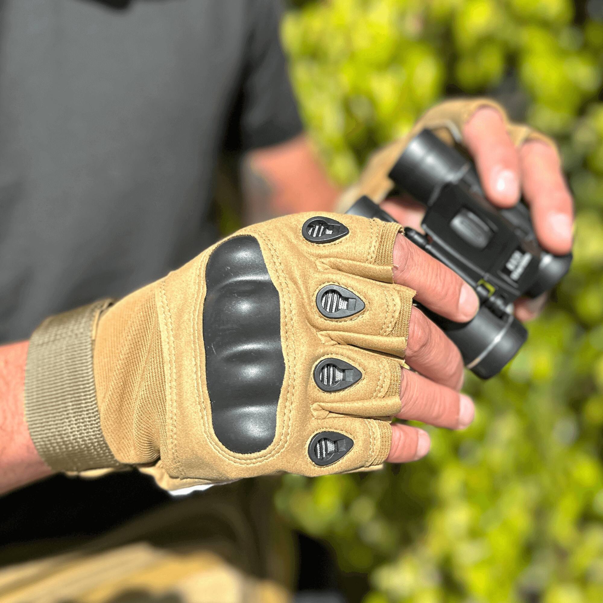 Alt View 2. JupiterGear - Tactical Military Fingerless Airsoft Gloves for Outdoor Sports, Paintball, and Motorcycling - Tan.