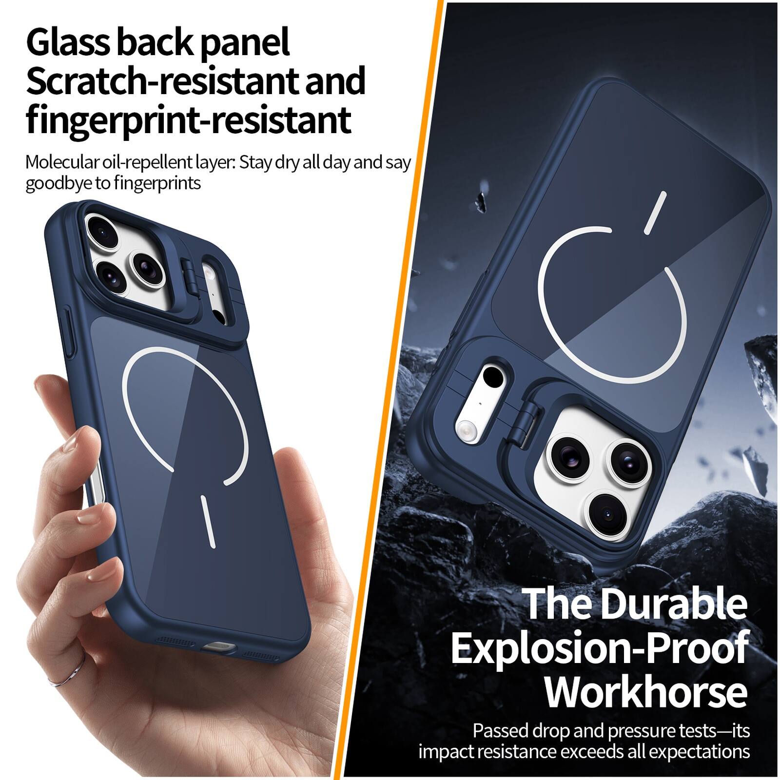 Glass back panel Scratch-resistant and fingerprint-resistant  
Molecular oil-repellent layer: Stay dry all day and say goodbye to fingerprints  

The Durable Explosion-Proof Workhorse  
Passed drop and pressure tests—its impact resistance exceeds all expectations