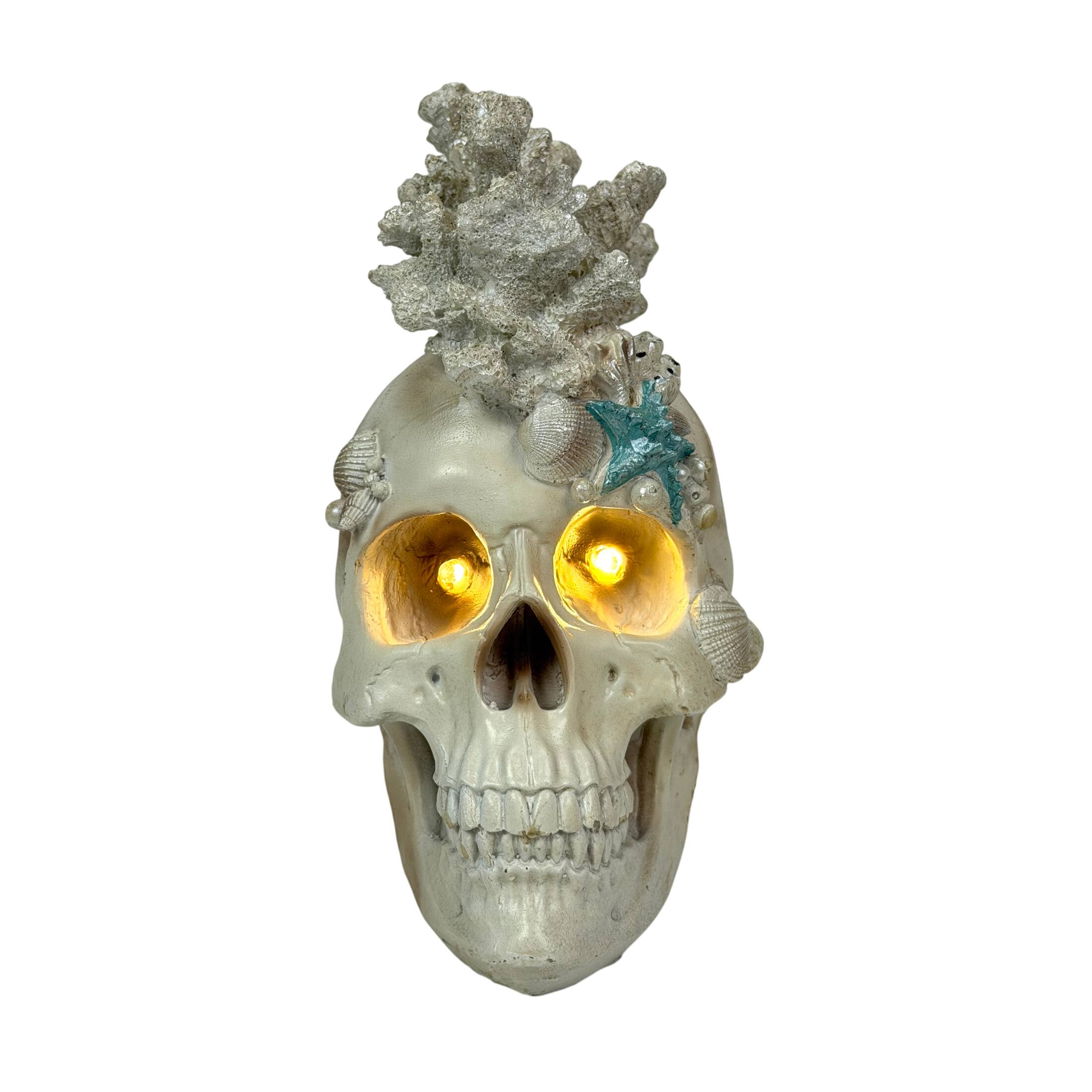 Alt View 1. Fancy That - Illuminated Coastal Statue LED Eyes Coral Resin 7.5 Inch Gothic Decor - Off-white.