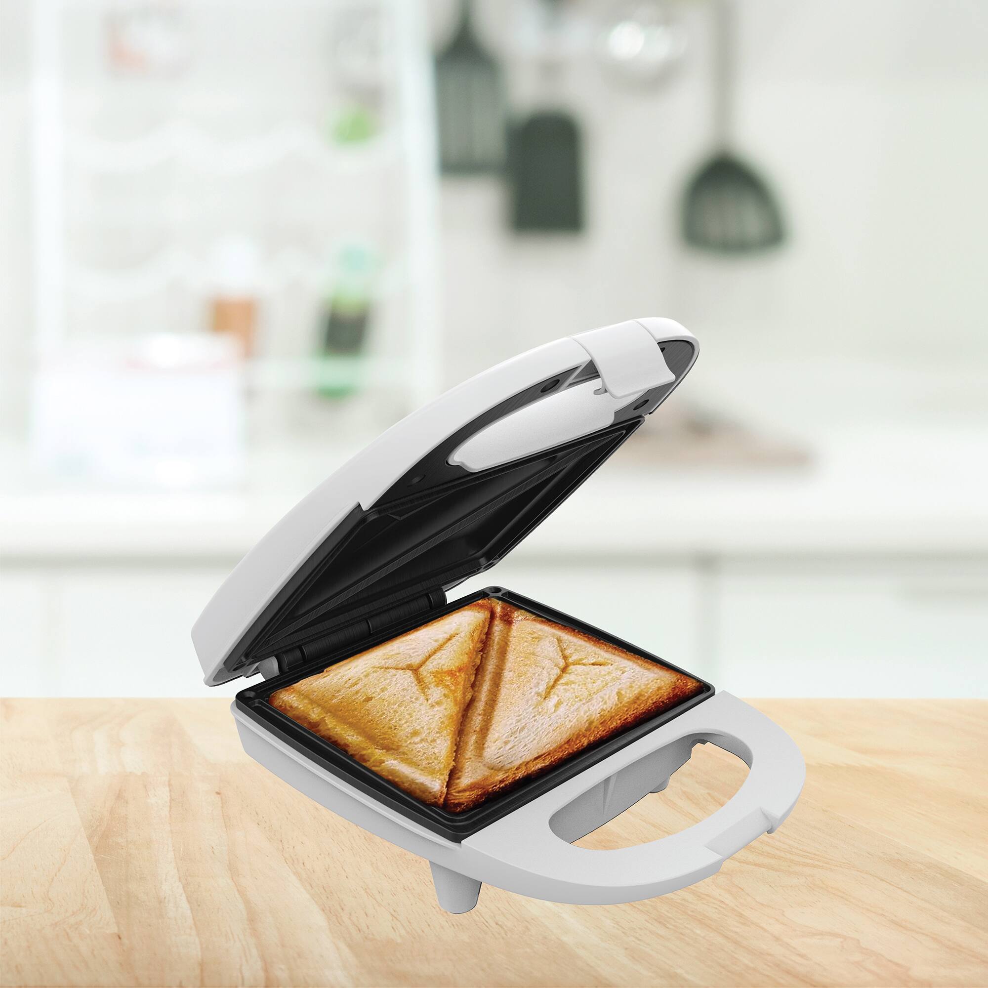 Angle. Aiwa - Aiwa Single Sandwich Maker with Cool-Touch Handle & LED Indicator Light - White.