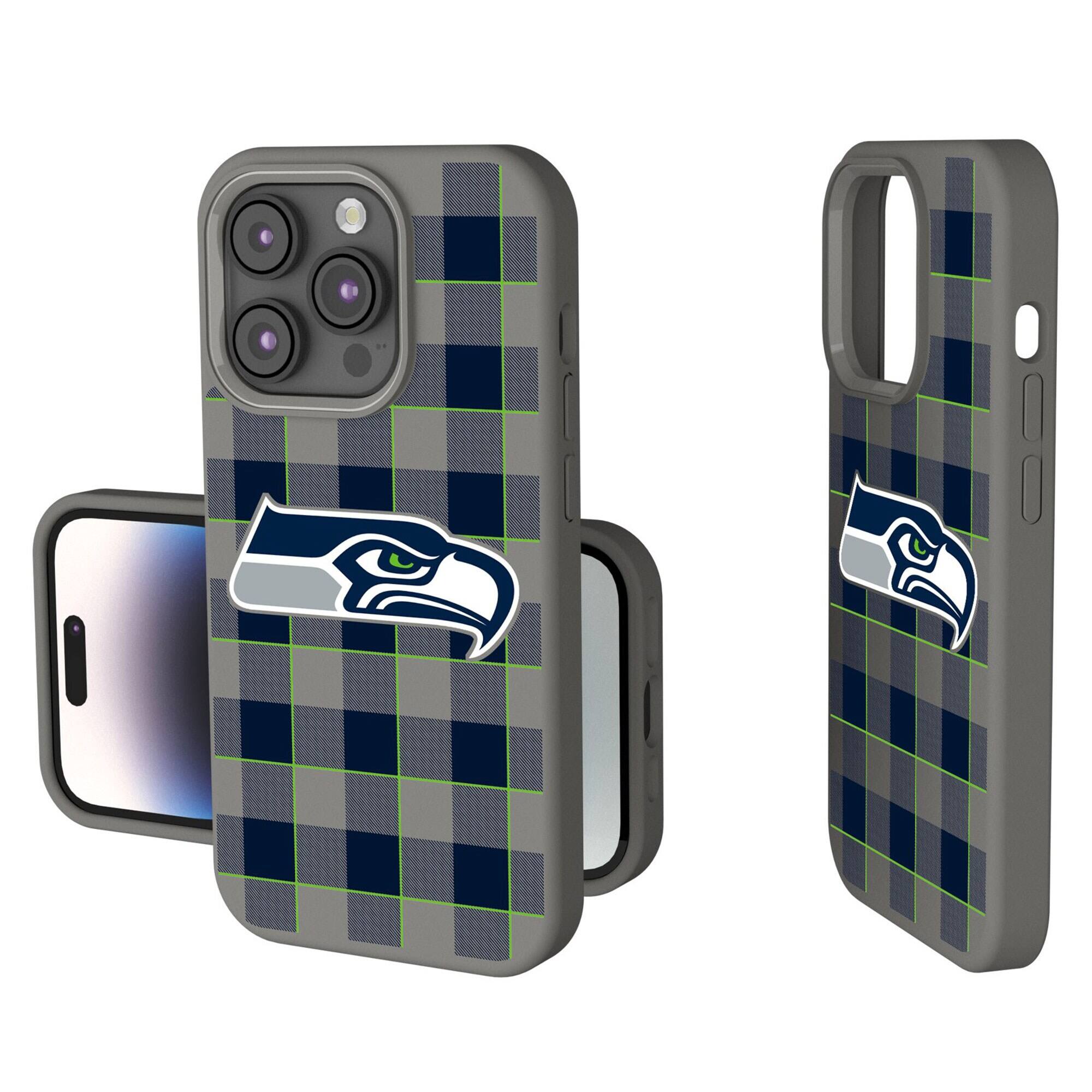 Front. Keyscaper - Seattle Seahawks Plaid Soft Touch iPhone Case - 15 - Gray.