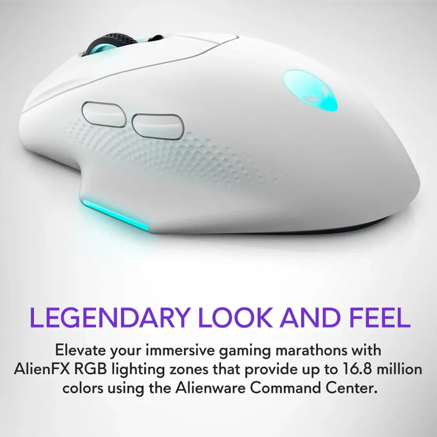Alienware AW620M Wireless Optical Gaming Mouse for PC Wired Lunar Light ...