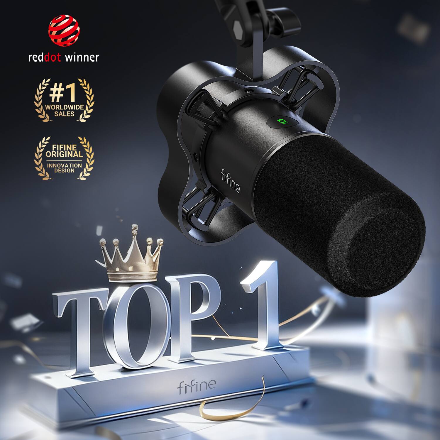 reddot winner  
#1 WORLDWIDE SALES  
FIFINE ORIGINAL INNOVATION DESIGN  
fifine TOP 1  
fifine