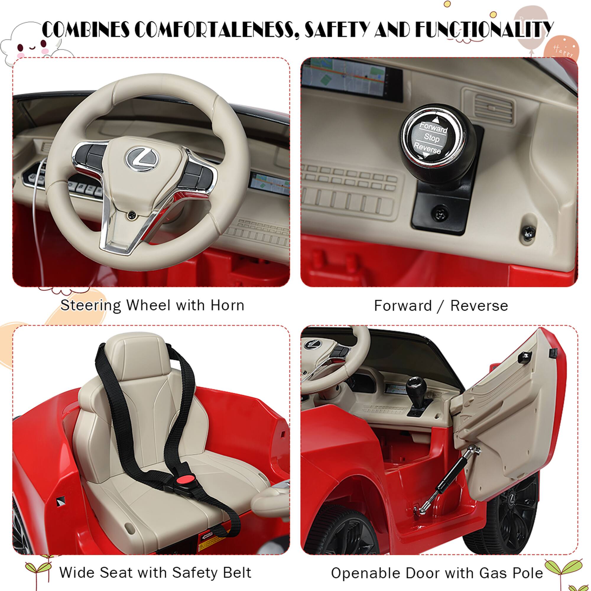 COMBINES COMFORTABLENESS, SAFETY AND FUNCTIONALITY

- Steering Wheel with Horn
- Forward / Reverse
- Wide Seat with Safety Belt
- Openable Door with Gas Pole