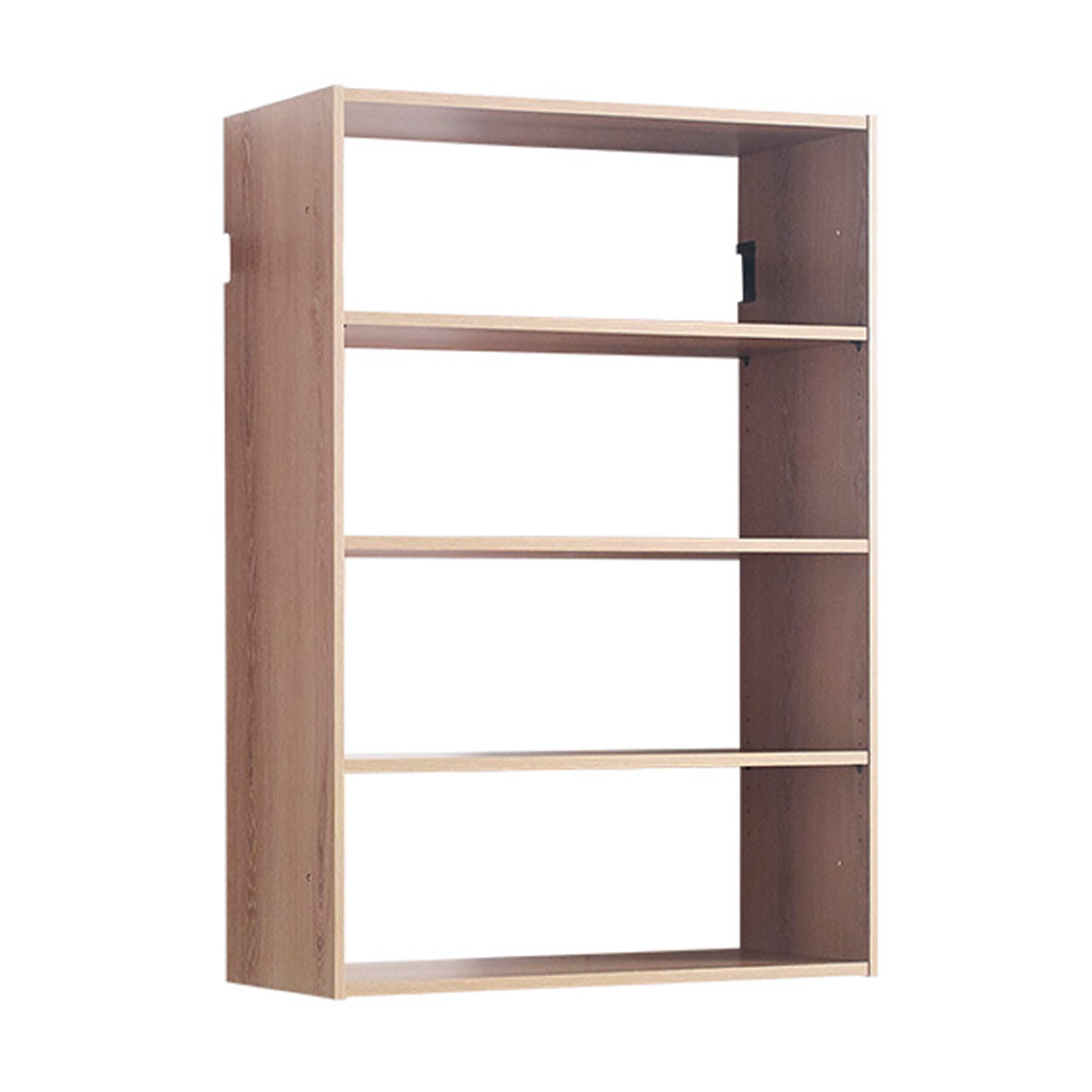 Front. Manhattan Lane - Vedz Wall Mount Adjustable Shelf, 4 Open Shelves, Oak Brown Melamine - Oak Brown.