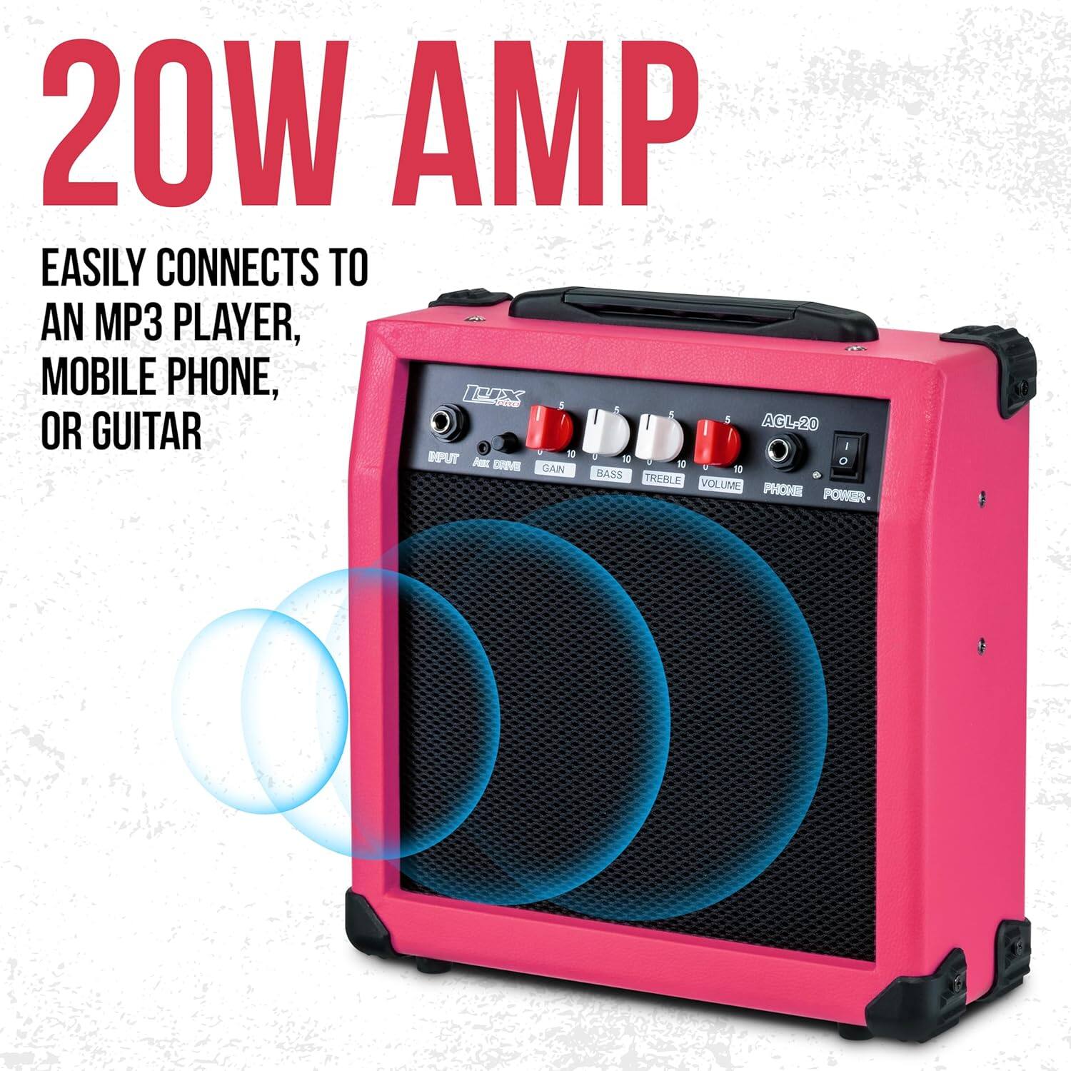 20W AMP

EASILY CONNECTS TO AN MP3 PLAYER, MOBILE PHONE, OR GUITAR

AGL-20

GAIN BASS TREBLE VOLUME PHONE POWER